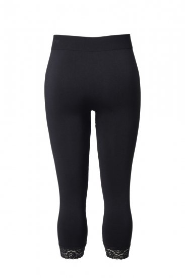 Ulla Popken 846491 3/4 panty legging met kant Zwart - Panty's & sokken - 