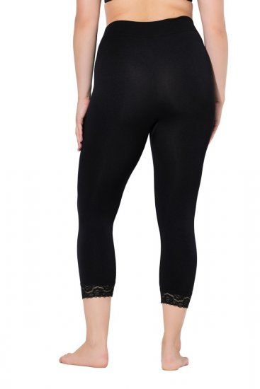 Ulla Popken 846491 3/4 panty legging met kant Zwart - Panty's & sokken - 