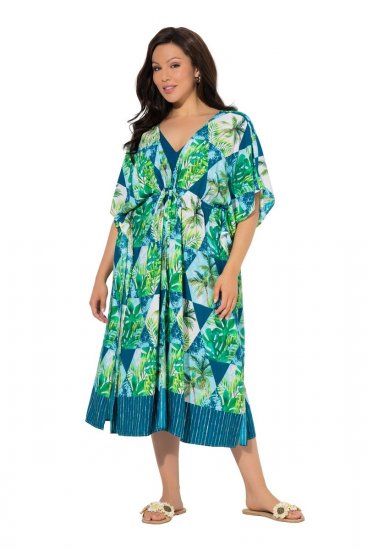 Ulla Popken 846493 Bedrukte jurk Petrol - Kaftans - 