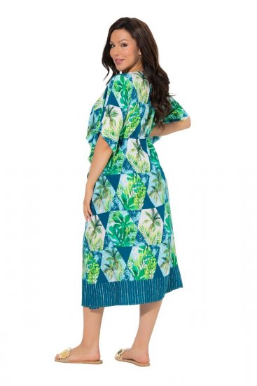 Ulla Popken 846493 Bedrukte jurk Petrol - Kaftans - 