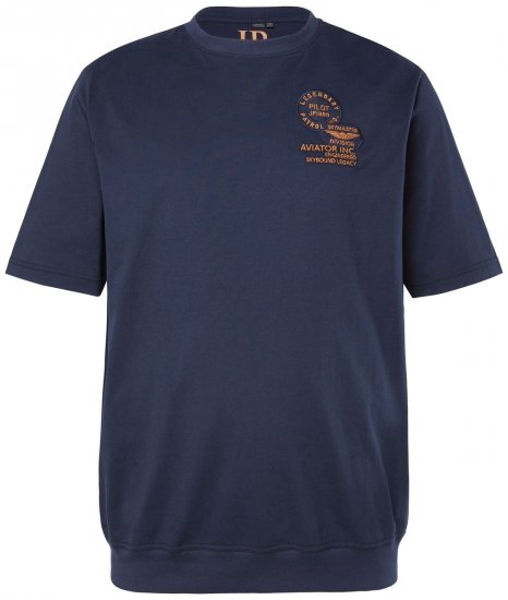 JP1880 846657 T-shirt bellyfit met badges Donkerblauw TALL - TALL T-shirts - TALL T-Shirts Heren