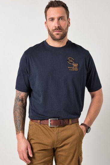 JP1880 846657 T-shirt bellyfit met badges Donkerblauw TALL - TALL T-shirts - TALL T-Shirts Heren