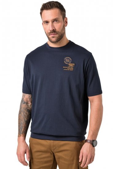 JP1880 846657 T-shirt bellyfit met badges Donkerblauw TALL - TALL T-shirts - TALL T-Shirts Heren