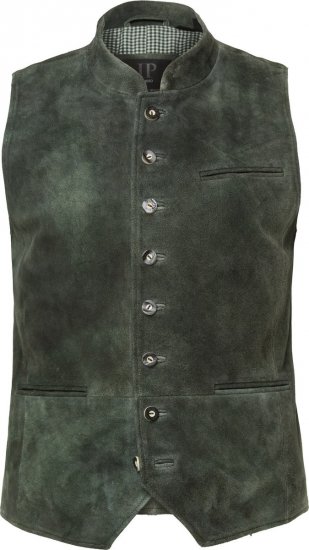 JP1880 846808 Leren gilet van geitensuède Donkerolijf - Trachten & Oktoberfest - Oktoberfest kleding in grote maten (Trachten)