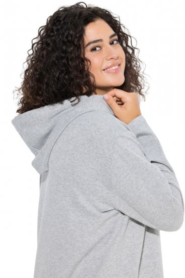 Ulla Popken 846886 Sweatjurk met capuchon Grijs gemêleerd - Sweatjurken - 