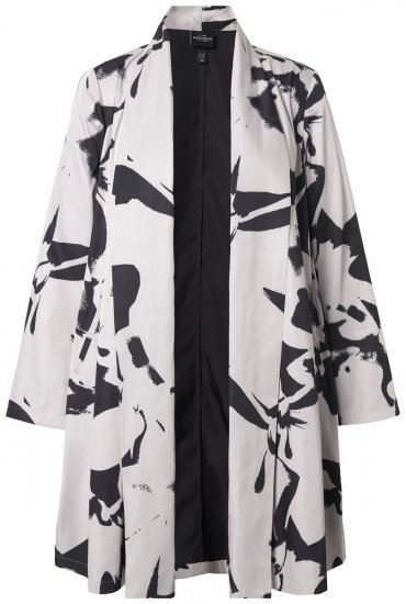 Ulla Popken 846923 Bedrukte blazer met sjaalkraag Taupe - Blazers - Blazers in grote maten voor dames