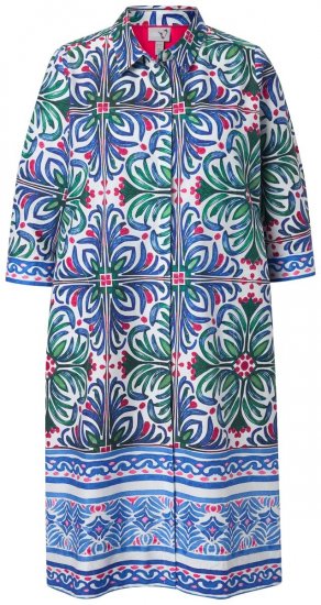 Ulla Popken 846952 Gebloemde blousejurk Wit - Midi jurken - Midi jurken in grote maten