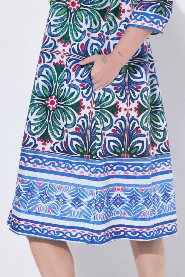 Ulla Popken 846952 Gebloemde blousejurk Wit - Midi jurken - Midi jurken in grote maten