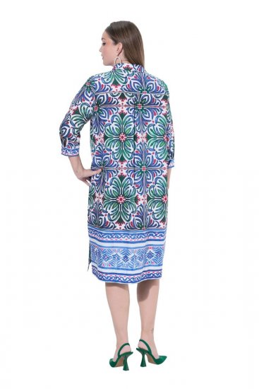 Ulla Popken 846952 Gebloemde blousejurk Wit - Midi jurken - Midi jurken in grote maten