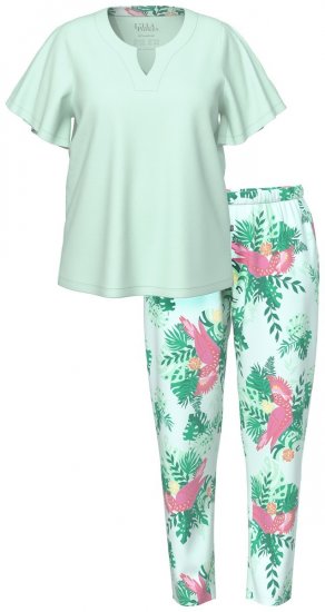 Ulla Popken 846971 Pyjama met print Lichtgroen - Pyjama's en Loungewear - 