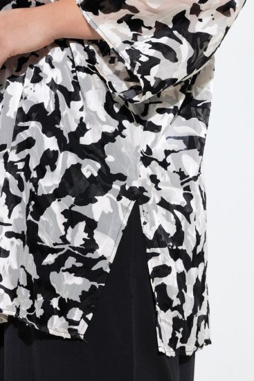 Ulla Popken 847060 Open jas van uitgebrand chiffon Zwart - Jassen - Damesjassen in grote maten