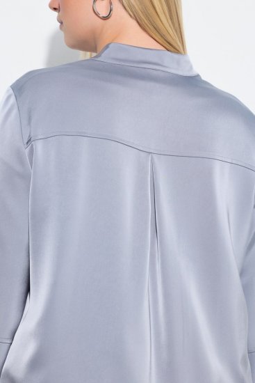 Ulla Popken 847191 Glanzende blouson met collegekraag Grijs - Jassen - Damesjassen in grote maten