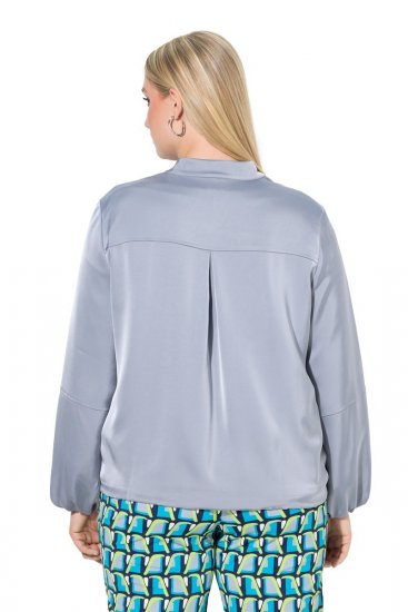 Ulla Popken 847191 Glanzende blouson met collegekraag Grijs - Jassen - Damesjassen in grote maten