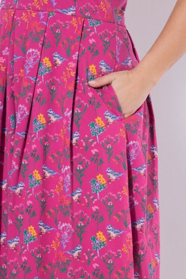 Ulla Popken 847409 Bedrukte maxi-jurk Bessenrood - Maxi jurken - Maxi jurken in grote maten