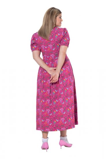 Ulla Popken 847409 Bedrukte maxi-jurk Bessenrood - Maxi jurken - Maxi jurken in grote maten