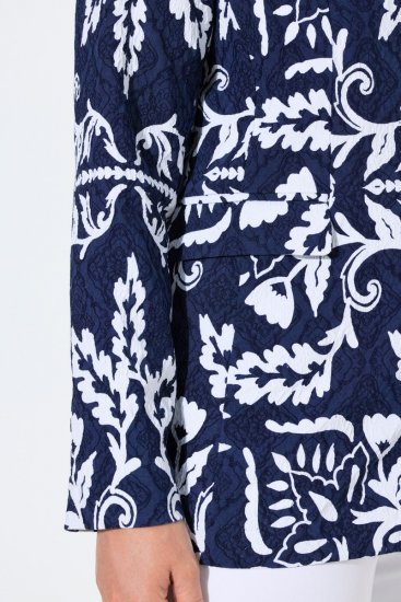 Ulla Popken 847586 Blazer van bloemenjacquard Donkerblauw - Blazers - Blazers in grote maten voor dames