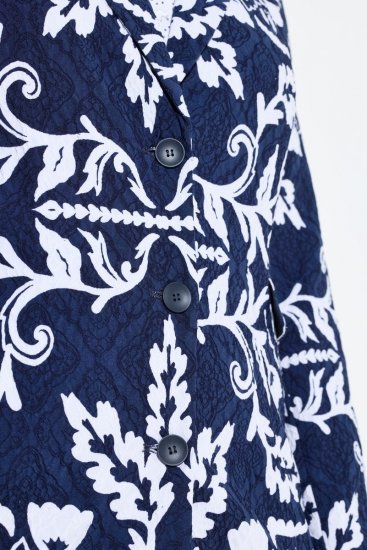 Ulla Popken 847586 Blazer van bloemenjacquard Donkerblauw - Blazers - Blazers in grote maten voor dames