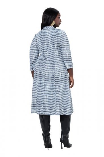 Ulla Popken 847643 Gestreepte jersey jurk Donkerblauw - Jersey jurken - 
