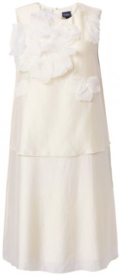 Ulla Popken 847918 Gebloemde chiffon jurk Gebroken wit - Zomerjurken - Zomerjurken in grote maten