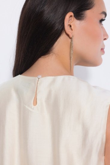 Ulla Popken 847918 Gebloemde chiffon jurk Gebroken wit - Zomerjurken - Zomerjurken in grote maten