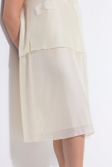 Ulla Popken 847918 Gebloemde chiffon jurk Gebroken wit - Zomerjurken - Zomerjurken in grote maten