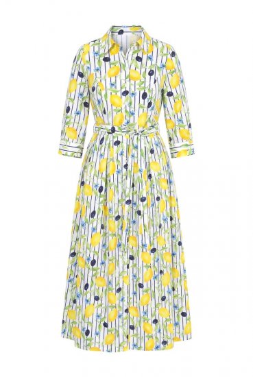 Ulla Popken 848081 Gestreepte blousejurk Wit - Maxi jurken - Maxi jurken in grote maten