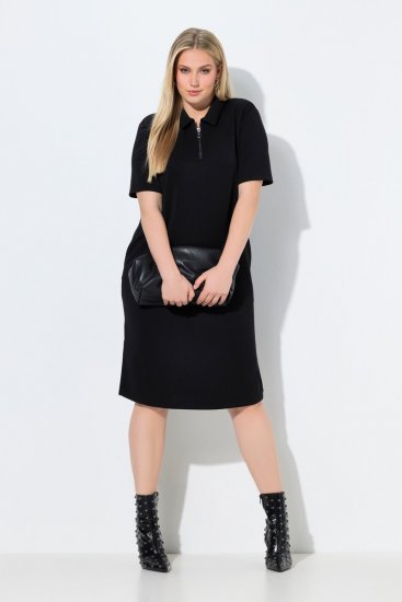 Ulla Popken 848105 Sweatjurk Zwart - Kleedjes - Jurken in alle maten
