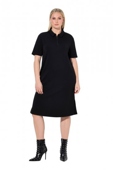 Ulla Popken 848105 Sweatjurk Zwart - Kleedjes - Jurken in alle maten
