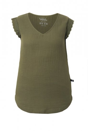 Ulla Popken 848131 Pyjama met kant Olijfgroen - Pyjama's en Loungewear - 
