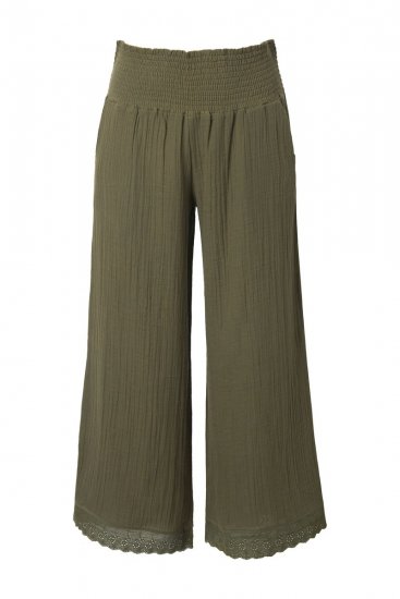 Ulla Popken 848131 Pyjama met kant Olijfgroen - Pyjama's en Loungewear - 