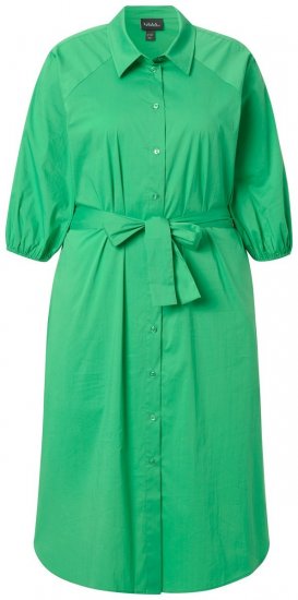 Ulla Popken 848159 Blousejurk met strikceintuur Groen - Midi jurken - Midi jurken in grote maten