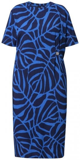 Ulla Popken 848162 Bedrukte midi-jurk Donkerblauw - Midi jurken - Midi jurken in grote maten