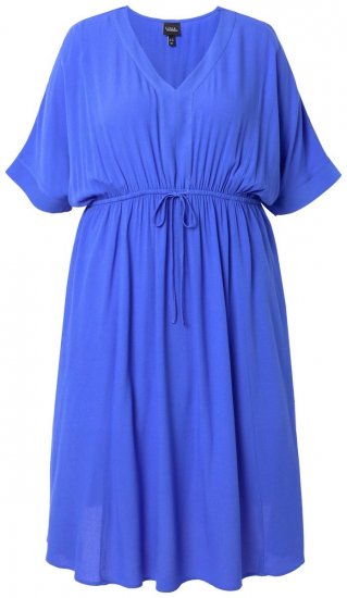 Ulla Popken 848224 Maxi-jurk met korte mouwen en V-hals Blauw - Maxi jurken - Maxi jurken in grote maten