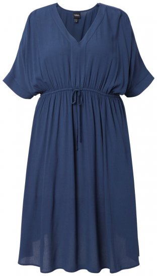 Ulla Popken 848224 Midi-jurk met trekkoord Donkerblauw - Midi jurken - Midi jurken in grote maten