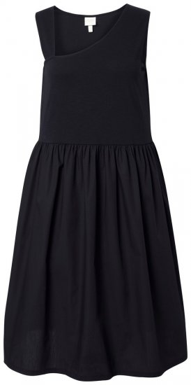 Ulla Popken 848305 Mouwloze midi-jurk met V-hals Zwart - Midi jurken - Midi jurken in grote maten