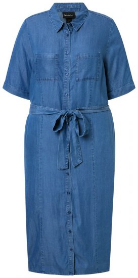 Ulla Popken 848491 Blousejurk Denimblauw - Midi jurken - Midi jurken in grote maten