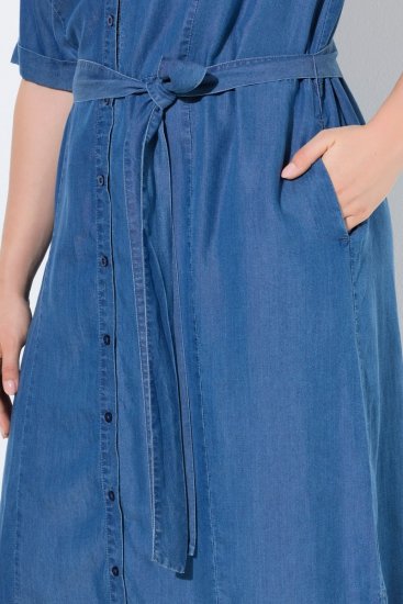Ulla Popken 848491 Blousejurk Denimblauw - Midi jurken - Midi jurken in grote maten