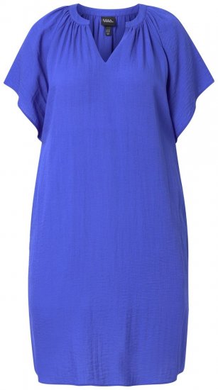 Ulla Popken 848526 Jurk van linnenmix met zakken Blauw - Zomerjurken - Zomerjurken in grote maten