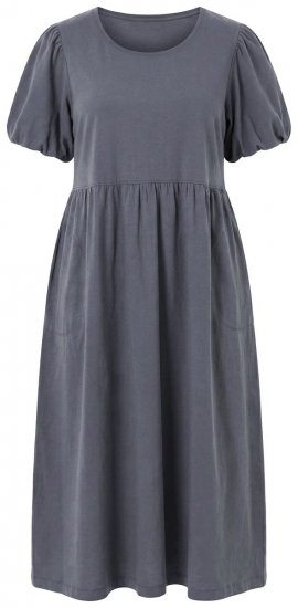 Ulla Popken 848575 Maxi-jurk met korte mouwen en zakken Antraciet - Maxi jurken - Maxi jurken in grote maten