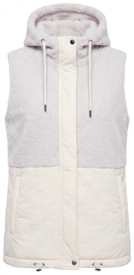 Ulla Popken 848729 Vest met capuchon Gebroken wit - Bodywarmers - 