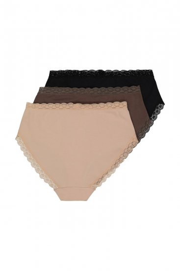 Ulla Popken 848803 Slips met kant 3-pack Zwart - Slips - 
