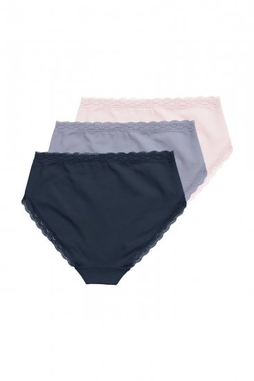Ulla Popken 848803 Slips met kant 3-pack Lichtblauw - Slips - 