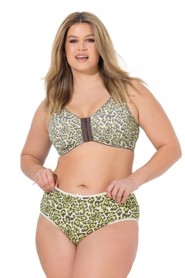 Ulla Popken 848810 Slips met dierenprint 5-pack Taupe - Slips - 