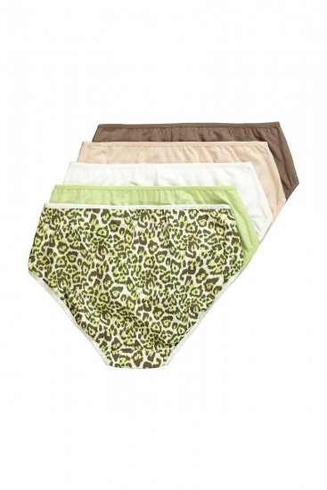 Ulla Popken 848810 Slips met dierenprint 5-pack Taupe - Slips - 