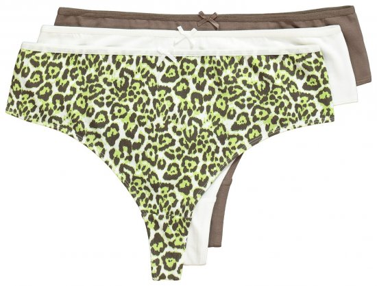 Ulla Popken 848826 Strings met dierenprint 3-pack Taupe - Slips - 