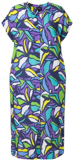 Ulla Popken 848980 Gebloemde blousejurk Lila - Midi jurken - Midi jurken in grote maten