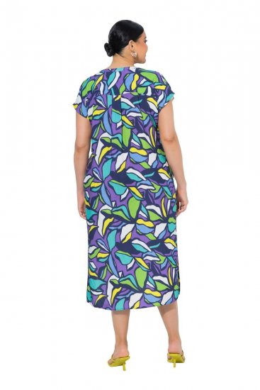 Ulla Popken 848980 Gebloemde blousejurk Lila - Midi jurken - Midi jurken in grote maten