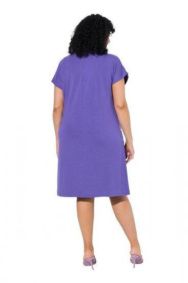 Ulla Popken 849033 Bedrukte chiffon jurk Lila - Kleedjes - Jurken in alle maten