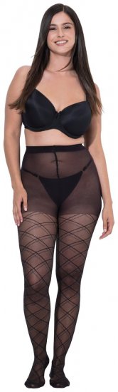 Ulla Popken 849049 Gestreepte panty 40 den Zwart - Panty's & sokken - 