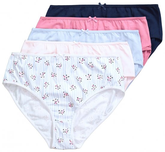 Ulla Popken 849098 Gebloemde slips 5-pack Lichtblauw - Slips - 